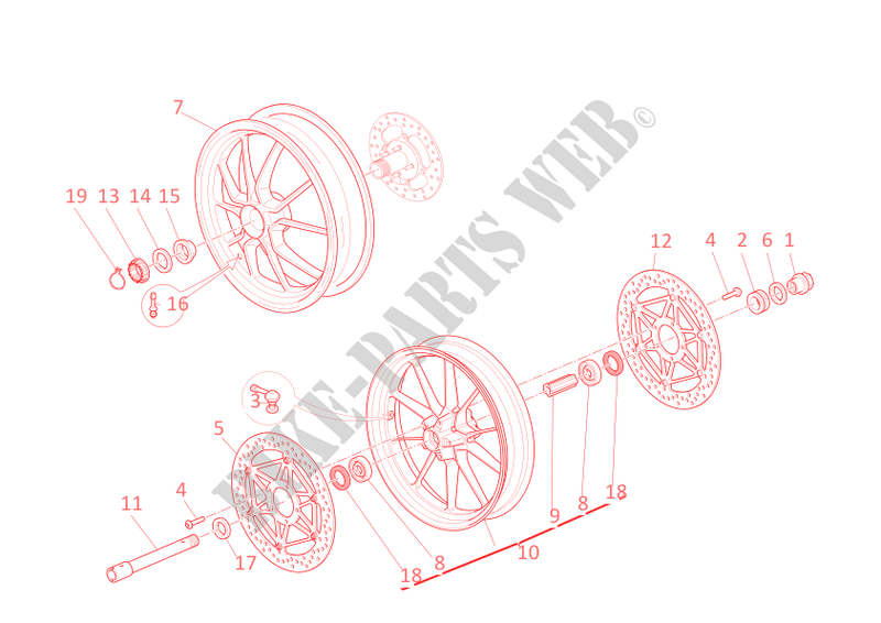 FRONT AND REAR WHEELS for Ducati 1198 2011