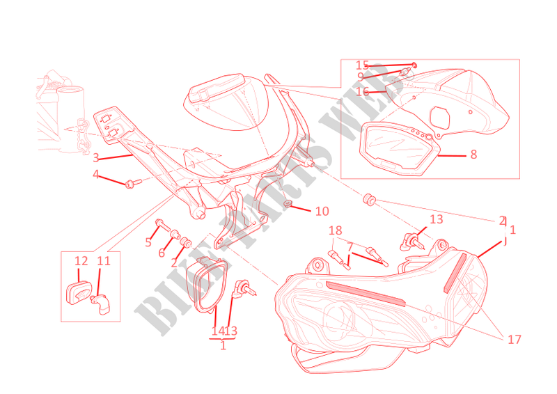 FRONT HEADLIGHT AND INSTRUMENT PANEL for Ducati 1198 SP 2011