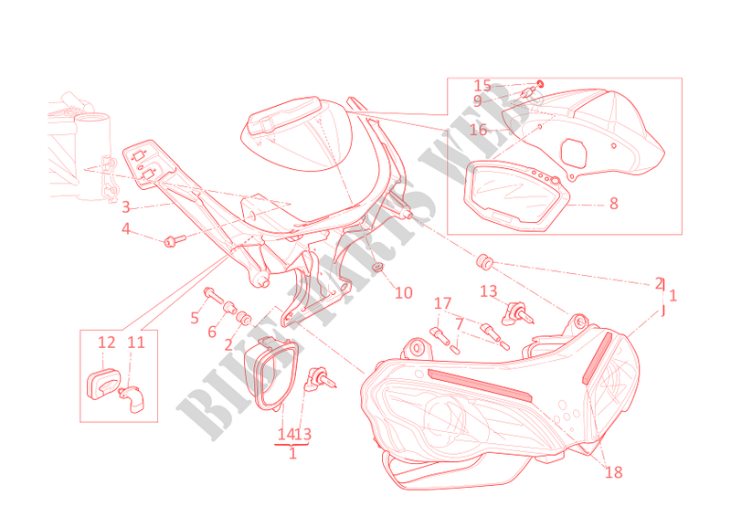 FRONT HEADLIGHT AND INSTRUMENT PANEL for Ducati 848 EVO 2011