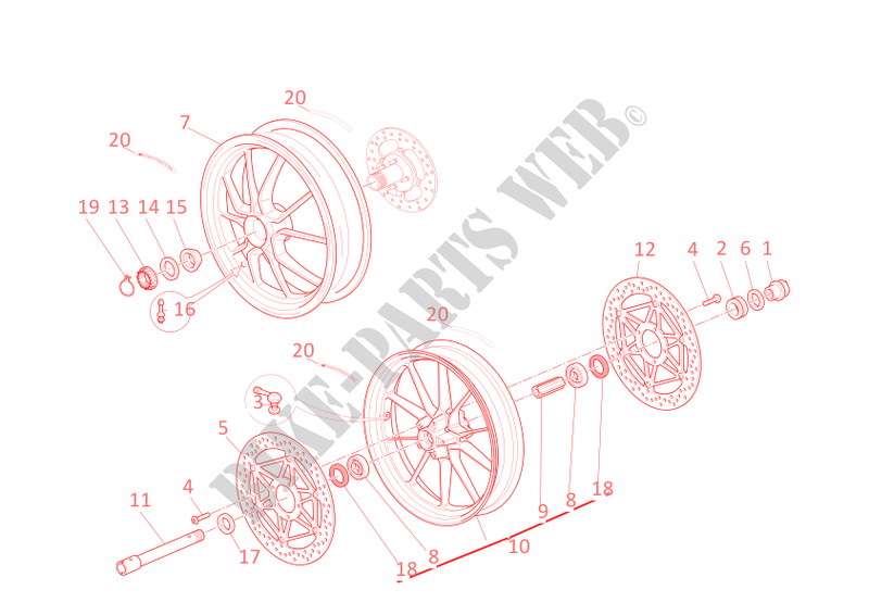 FRONT AND REAR WHEELS for Ducati 1198 2010