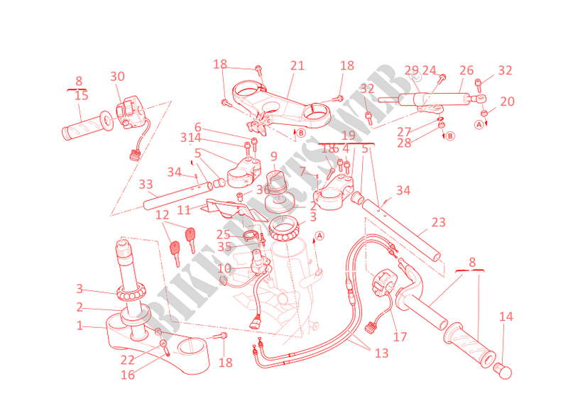 HANDLEBARS   STEERING DAMPER for Ducati 1198 2009