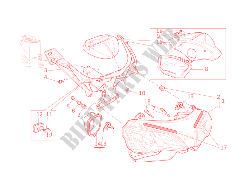 FRONT HEADLIGHT AND INSTRUMENT PANEL for Ducati 1198 S 2009