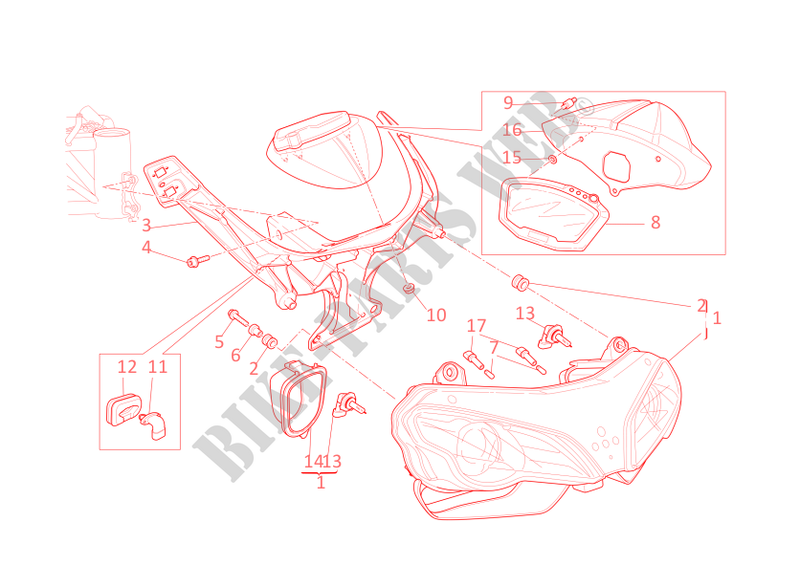 FRONT HEADLIGHT AND INSTRUMENT PANEL for Ducati 848 2008