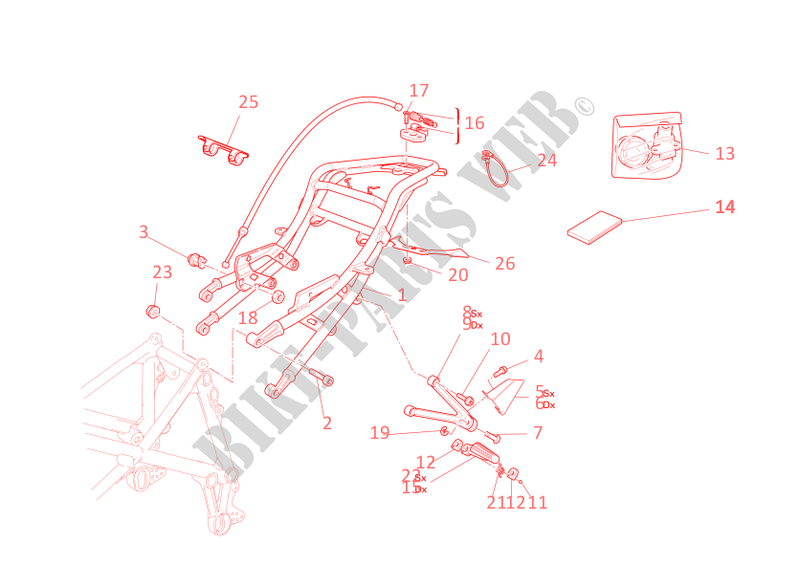 REAR SUBFRAME   REAR FOOTRESTS for Ducati 749 2006