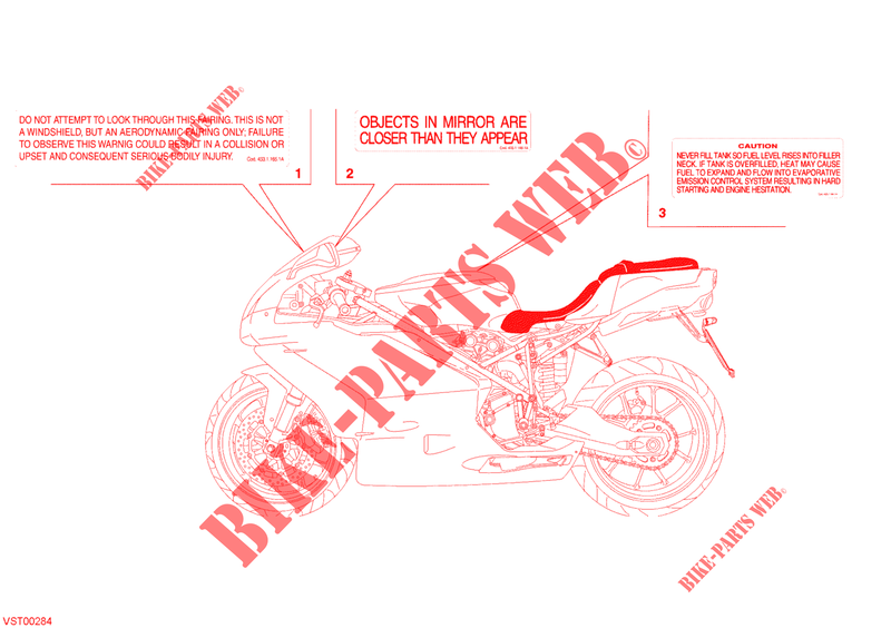 WARNING LABEL (USA) for Ducati 999 S 2004