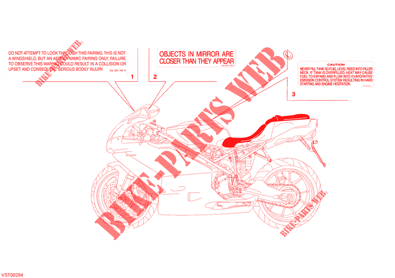 WARNING LABEL (USA) for Ducati 999 S 2003