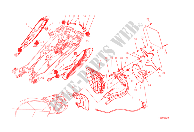 NUMBER PLATE HOLDER   TAIL LIGHT for Ducati Diavel 1200 2015