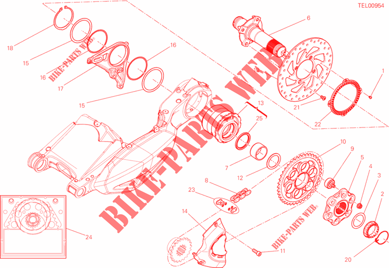 REAR WHEEL HUB   DISC   CHAIN for Ducati Diavel 1200 Strada 2014