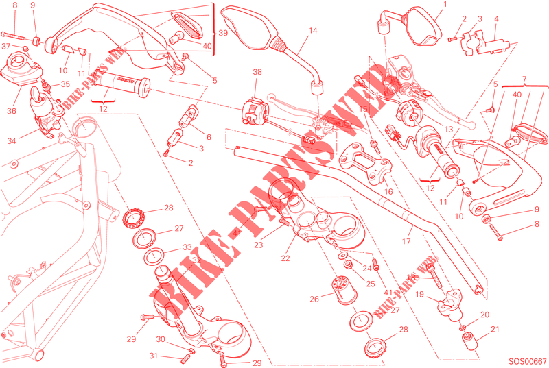 HANDLEBAR & CONTROLS for Ducati Hypermotard 2014