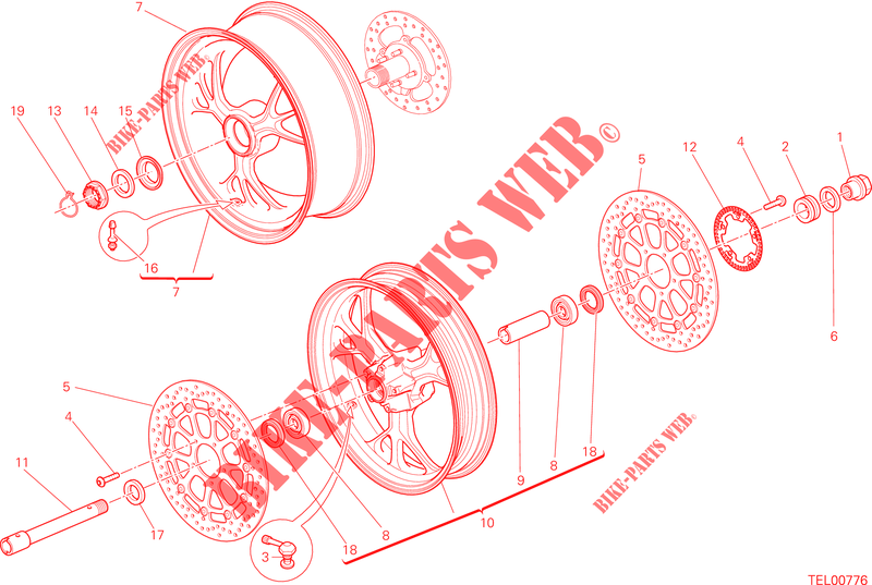 FRONT & REAR WHEELS for Ducati Hypermotard SP 2014