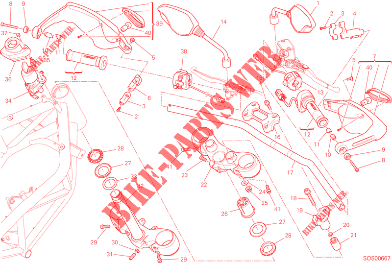 HANDLEBAR & CONTROLS for Ducati Hypermotard 2013