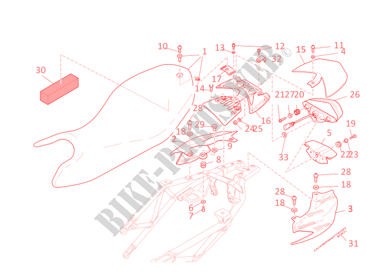 SEAT   TAIL LIGHT for Ducati Hypermotard 1100 S 2009