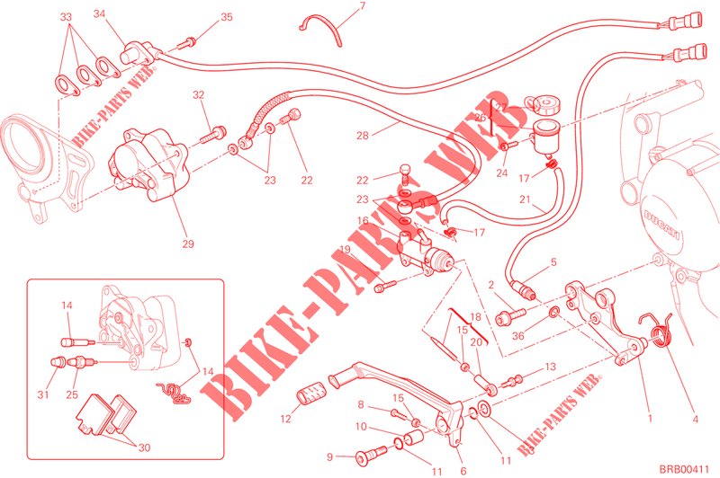 REAR BRAKE SYSTEM for Ducati Streetfighter 848 2014