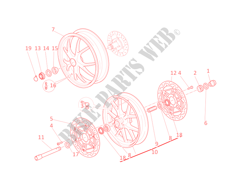 FRONT AND REAR WHEELS for Ducati Streetfighter 1098S 2012