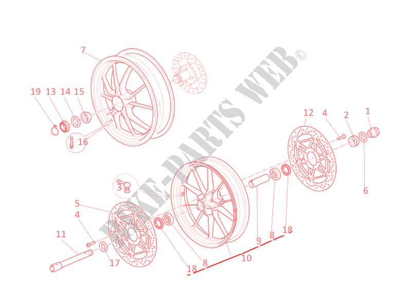 FRONT AND REAR WHEELS for Ducati Streetfighter 2011
