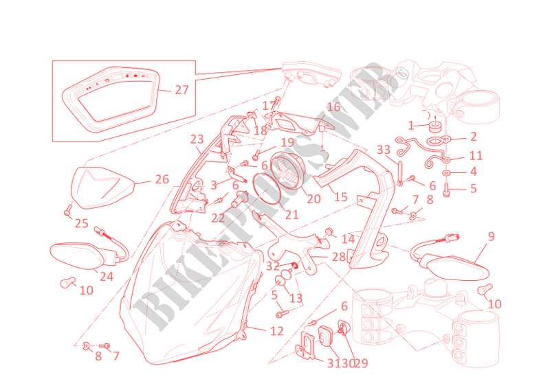 FRONT HEADLIGHT AND INSTRUMENT PANEL for Ducati Streetfighter 2009