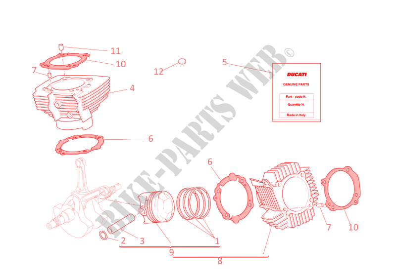 CYLINDERS   PISTONS for Ducati GT 1000 2009