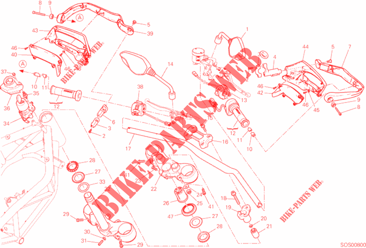 HANDLEBAR & CONTROLS for Ducati Hypermotard 939 SP 2016