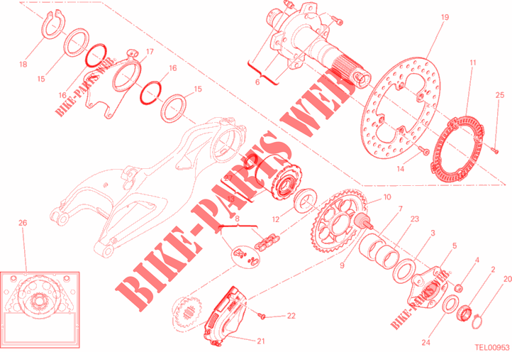 REAR WHEEL HUB   DISC   CHAIN for Ducati Hyperstrada 939 2016