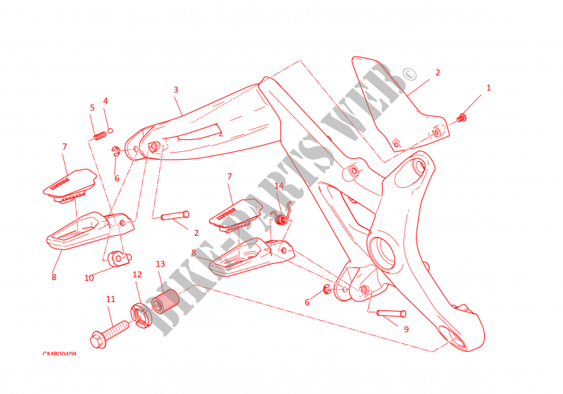 RIGHT FOOTRESTS for Ducati Monster 1200  2016