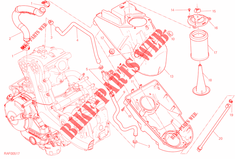 AIR FILTER BOX & OIL BREATHER for Ducati Monster 821 DARK 2016