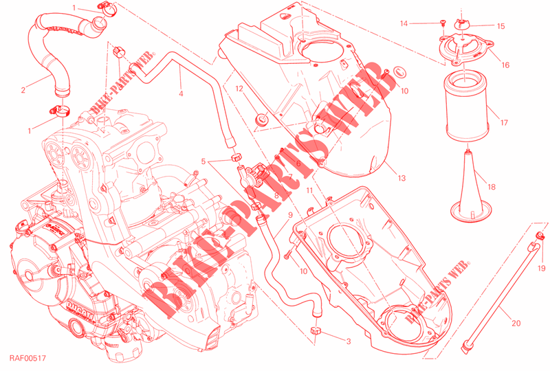 AIR FILTER BOX & OIL BREATHER for Ducati Monster 821 DARK 2015