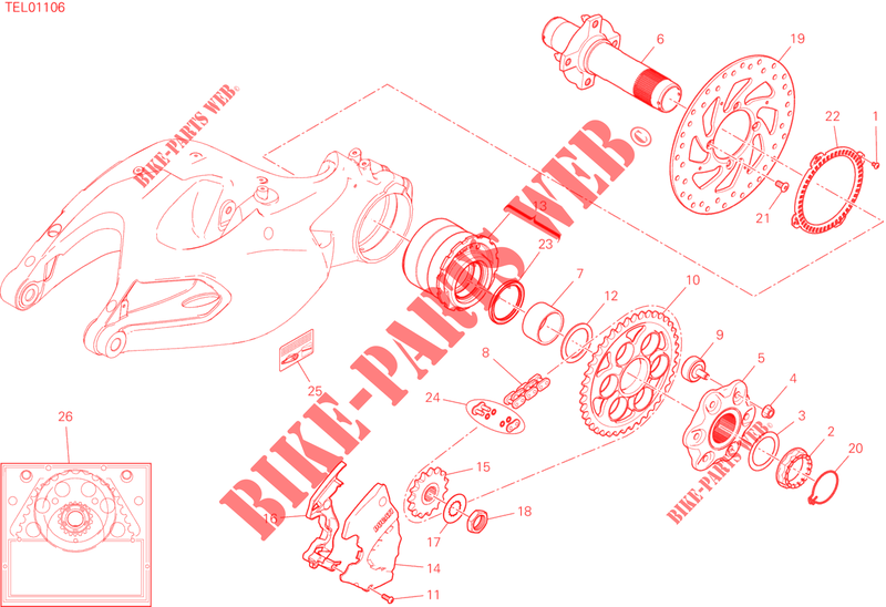 REAR WHEEL HUB   DISC   CHAIN for Ducati Multistrada 1260 S ABS 2018
