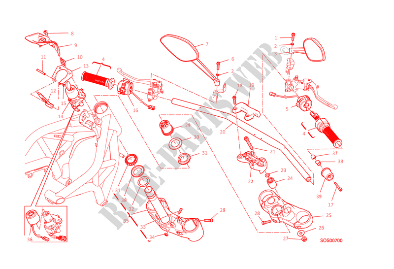 HANDLEBAR & CONTROLS for Ducati Monster 1200 S 2015