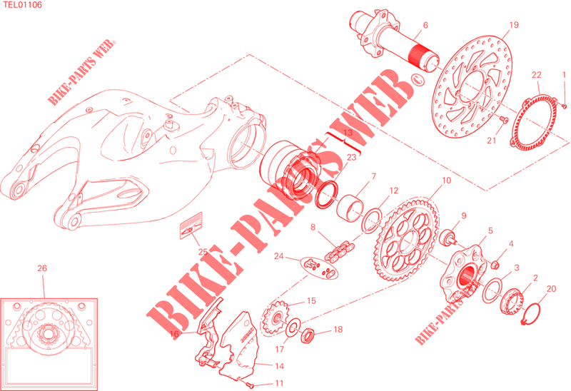 REAR WHEEL HUB   DISC   CHAIN for Ducati Multistrada 1260 S Touring 2019