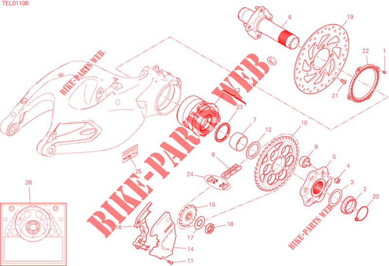 REAR WHEEL HUB   DISC   CHAIN for Ducati Multistrada 1260 S Touring 2018