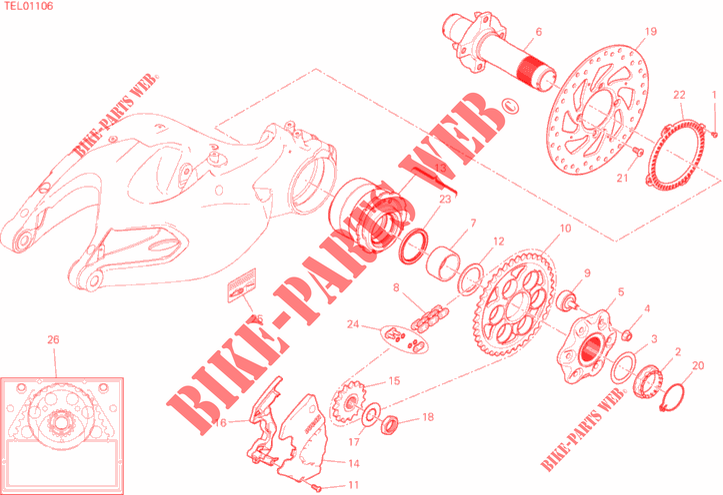 REAR WHEEL HUB   DISC   CHAIN for Ducati Multistrada 1260 S Pikes Peak 2019
