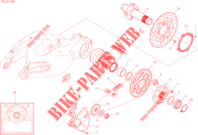 REAR WHEEL HUB   DISC   CHAIN for Ducati Multistrada 1260 S Pikes Peak 2018