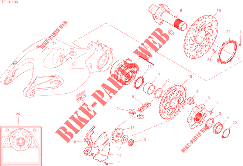 REAR WHEEL HUB   DISC   CHAIN for Ducati Multistrada 1260 S D-Air 2019