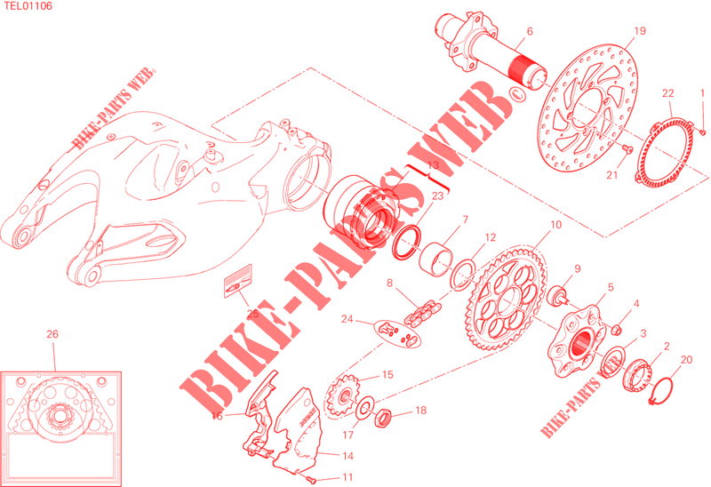 REAR WHEEL HUB   DISC   CHAIN for Ducati Multistrada 1260 S D-Air 2018