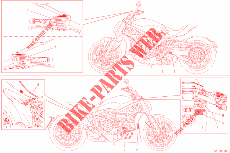 WARNING LABELS for Ducati XDiavel 2018