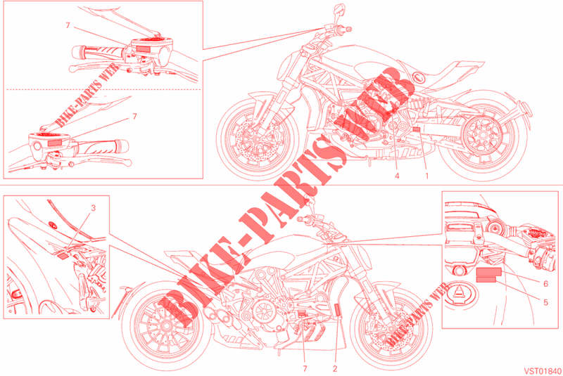 WARNING LABELS for Ducati XDiavel 2020