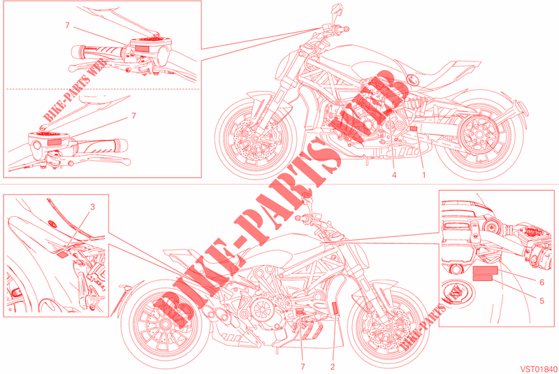 WARNING LABELS for Ducati XDiavel S 2018