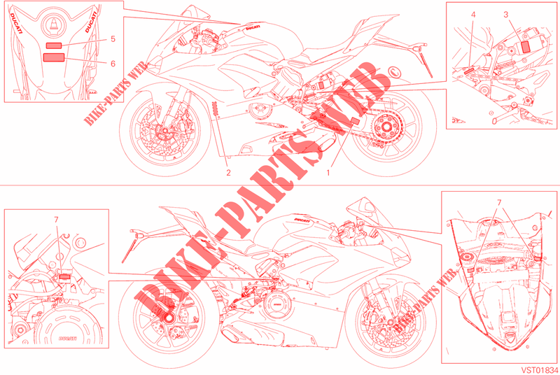 WARNING LABEL for Ducati Panigale 1100 V4 2019