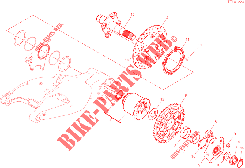 REAR WHEEL PIN for Ducati Hypermotard 950 SP 2022